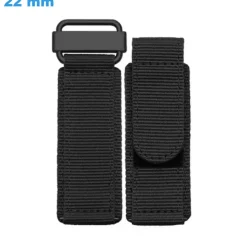 Bracelet 22 mm Nylon Noir pour montre boucle Velcro