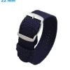 Bracelet 22 mm Nylon pour montre Bleu fermoir Ardillon