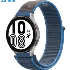 Bracelet 20 mm Nylon Velcro de montre Bleu et Gris