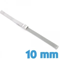 Bracelet 10 mm pour montre maille milanaise Argenté Acier Inoxydable