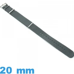 Bracelet 20 mm pour montre Gris Nato tissu