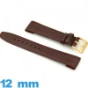 Bracelet 12 mm pour montre brun Cuir Rembourré