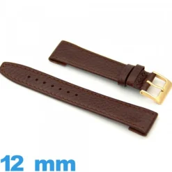 Bracelet 12 mm pour montre brun Cuir Rembourré