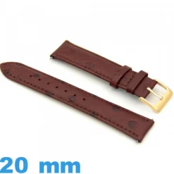 Bracelet 20 mm Rouge Bordeaux de montre  Cuir Cuir autruche