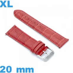 Bracelet 20 mm rouge de montre grande longueur Cuir véritable de veau de luxe