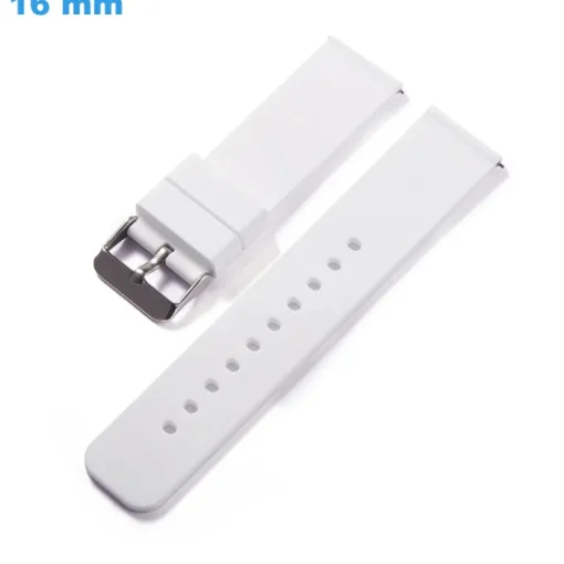 Bracelet 16 mm Silicone de montre Blanc Ardillon