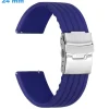 Bracelet 24 mm Silicone montre Bleu boucle Déployant