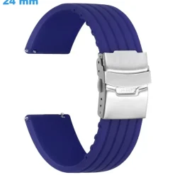 Bracelet 24 mm Silicone montre Bleu boucle Déployant