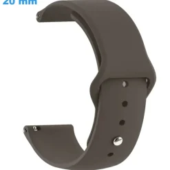 Bracelet 20 mm Silicone pour montre Brun fermoir Bouton pression