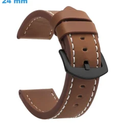 Bracelet 24 mm Simili cuir Brun montre Ardillon