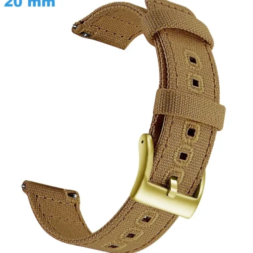 Bracelet 20 mm Tissu Café montre fermoir Ardillon