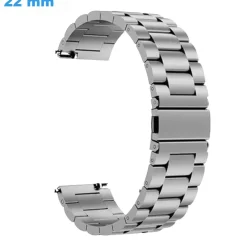 Bracelet 22 mm Titane pour montre Argenté fermoir Papillon