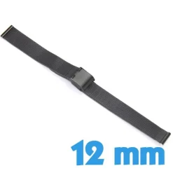 Bracelet Acier Inoxydable Noir maille milanaise 12 mm