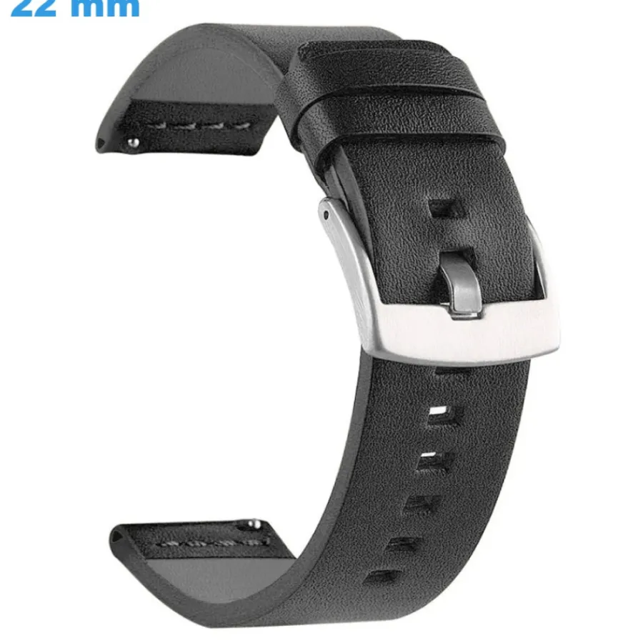 Bracelet Ardillon 22 mm Faux cuir Noir de montre