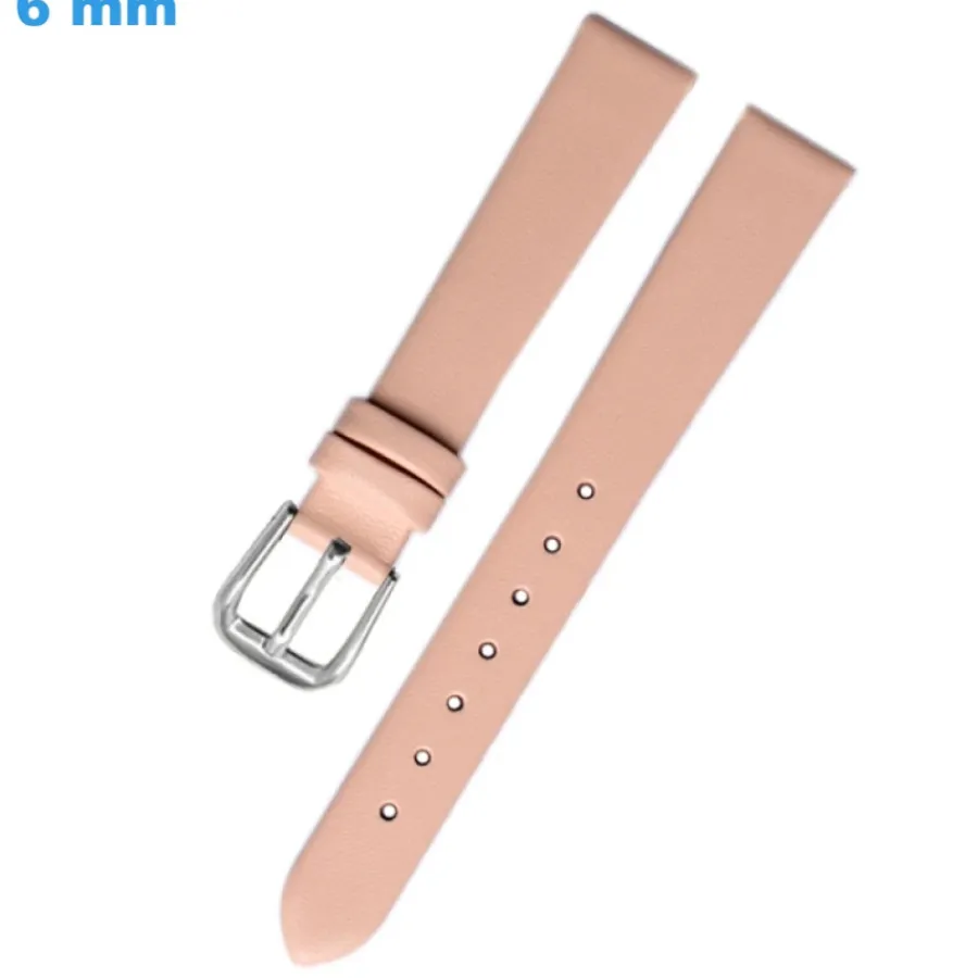 Bracelet boucle Ardillon 6 mm Cuir véritable Rose pour montre