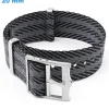 Bracelet boucle Ardillon 20 mm Nylon Gris et Noir pour montre