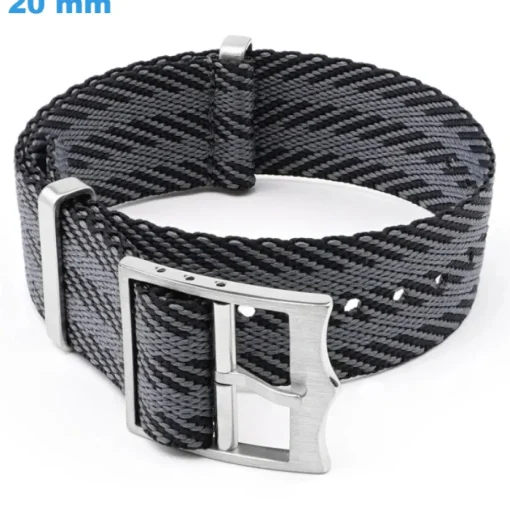 Bracelet boucle Ardillon 20 mm Nylon Gris et Noir pour montre