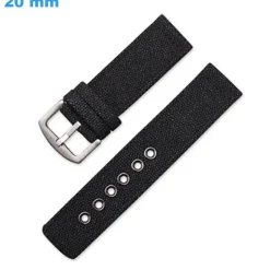 Bracelet boucle Ardillon 20 mm Nylon Noir montre