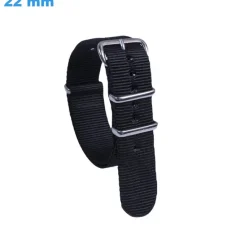Bracelet boucle Ardillon 22 mm Nylon Noir montre