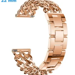 Bracelet boucle Clip 22 mm Acier inoxydable Doré rose de montre