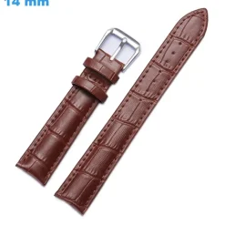 Bracelet Brun 14 mm Cuir véritable de montre boucle Ardillon