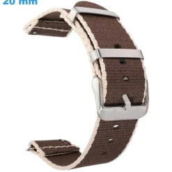 Bracelet Brun 20 mm Nylon de montre fermoir Ardillon