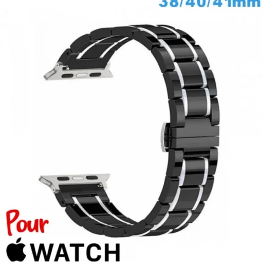 Bracelet Ceramique 38mm Noir pour montre Apple Watch