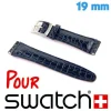 Bracelet compatible Montre Swatch 19 mm Cuir Bleu croco