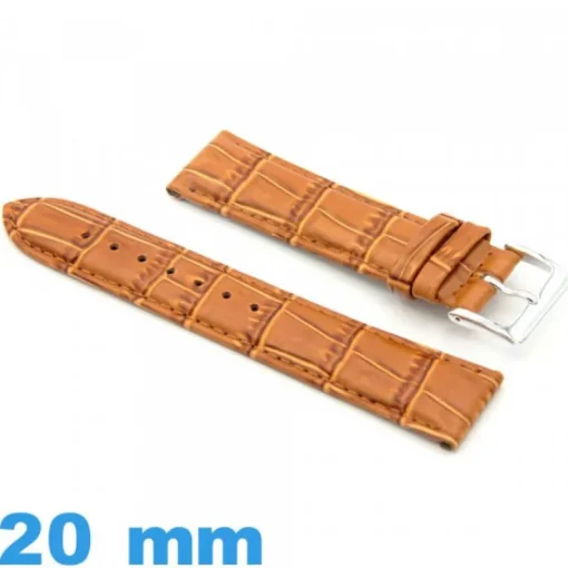 Bracelet cuir Crocodile montre 20 mm