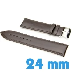 Bracelet Cuir lisse Brun pour montre 2.4 cm