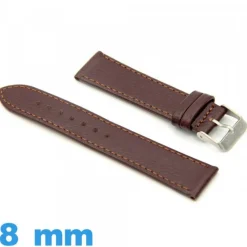 Bracelet cuir Lisse pour montre 8 mm Plat