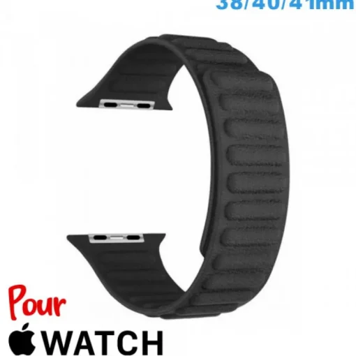 Bracelet Cuir Micro Fibre 38 mm Anthracite de montre Apple Watch