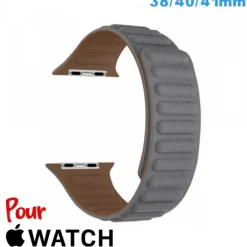 Bracelet Cuir Micro Fibre Gris montre Apple Watch 38 mm