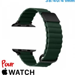 Bracelet Cuir Micro Fibre Vert fonce montre pour Apple Watch 38mm