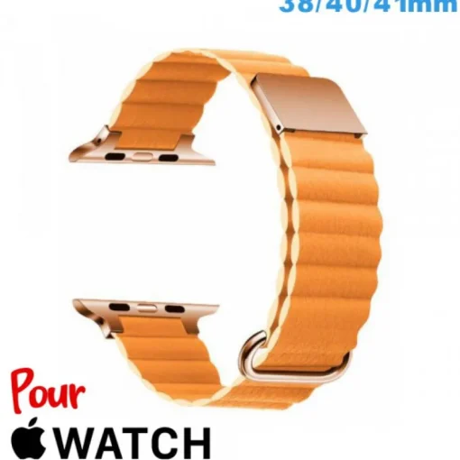 Bracelet Cuir Micro Fibre 38 mm Jaune de montre pour Apple Watch