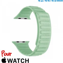 Bracelet Cuir Micro Fibre Vert pour montre pour Apple Watch 42 mm