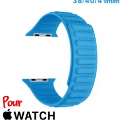 Bracelet Cuir Micro Fibre Bleu pour montre pour Apple Watch 38mm