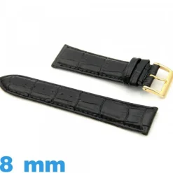 Bracelet cuir Noir 8 mm Rembourré pour montre Crocodile