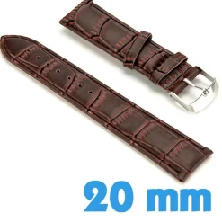Bracelet Cuir Synthétique Marron foncé pour montre 2 cm croco