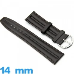Bracelet Cuir Synthétique lisse de montre 14mm Côtelé