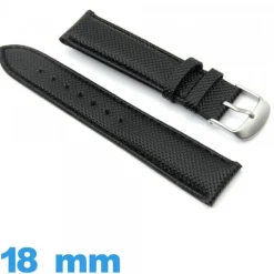 Bracelet Cuir Synthétique Noir 18 mm Rembourré montre Texturé