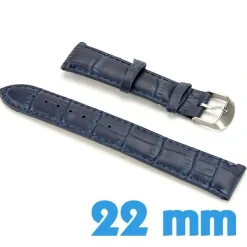 Bracelet Cuir Synthétique croco Bleu marine montre 2.2 cm