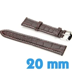 Bracelet Cuir Synthétique Brun montre 20mm croco