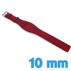 Bracelet Cuir Synthétique lisse Rouge 10 mm