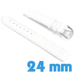 Bracelet Cuir Synthétique Blanc montre 24mm croco