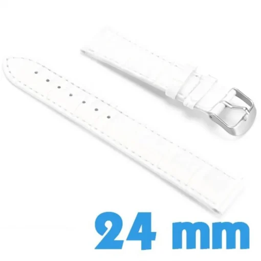 Bracelet Cuir Synthétique Blanc montre 24mm croco