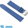 Bracelet Cuir Synthétique  Bleu pour montre 16mm Rembourré