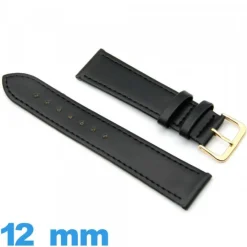 Bracelet Cuir vegan Noir montre 12 mm