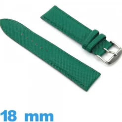 Bracelet Cuir Vegan Vert 18 mm Rembourré pour montre Texturé