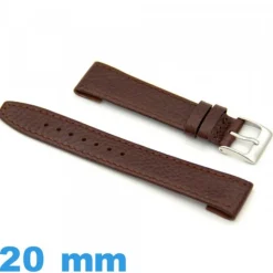 Bracelet Cuir véritable 20 mm Rembourré pour montre Grain Buffle